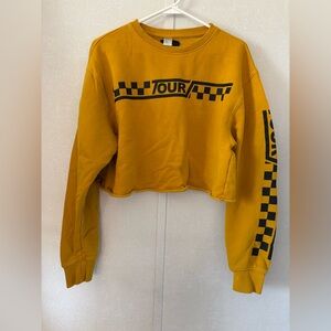 Team Bieber TOUR cropped sweatshirt Mustard yellow Med